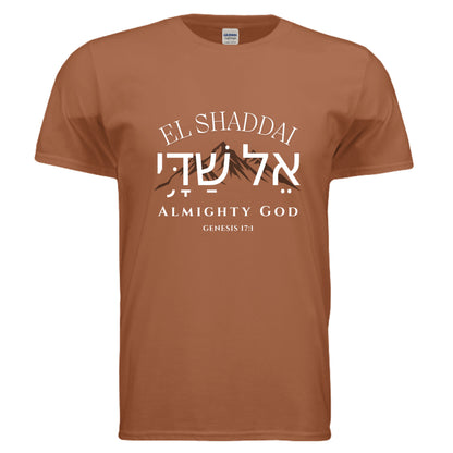 El Shaddai Almighty God Christian T-Shirt in Fan Texas Orange
